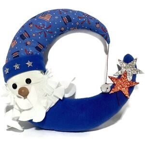 Patriotic Front Door Wreath Half Moon Window Wall Decor 16.5" x 15"